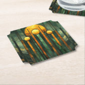 アールデコターコイズグリーン金ゴールドサン ペーパーコースター (アングル)
