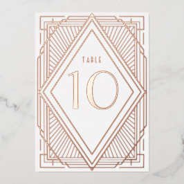 アールデコダイヤモンドバラ結婚金ゴールドのテーブル番号 箔招待状