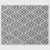 アールデコダイヤモンド三角形白黒グリッター ラッピングペーパー (フラット)