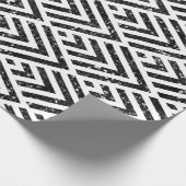 アールデコダイヤモンド三角形白黒グリッター ラッピングペーパー (角)