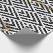 アールデコダイヤモンド三角形白黒大理石 ラッピングペーパー (角)