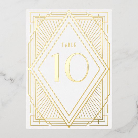 アールデコダイヤ結婚モンドの表番号 箔招待状 (正面)