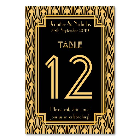 アールデコダイヤ結婚ンパターンの表番号 テーブルナンバー (正面)