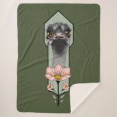 アールデコダチョウ花グリーン シェルパブランケット (正面)