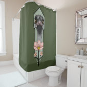 アールデコダチョウ花グリーン シャワーカーテン (インサイチュ)