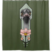 アールデコダチョウ花グリーン シャワーカーテン (正面)