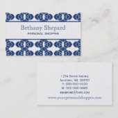 アールデコダマスク名刺、青 名刺 (正面/裏面)