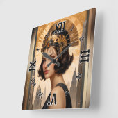 アールデコダンゼルAIコンセプトアートby Xzendor7 スクエア壁時計 (傾斜)