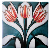 アールデコチューリップフローラウォールデコールアールヌーボーセラム タイル (正面)