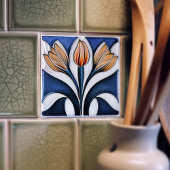 アールデコチューリップフローラウォールデコールアールヌーボー タイル