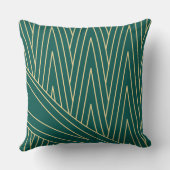 アールデコティール（緑がかった色）/グリーンおよび金ゴールド装飾用クッション クッション (裏面)