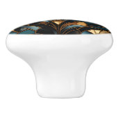 アールデコティール(緑がかった色)金ゴールドラストブルーアールヌーボー セラミックノブ (側面)