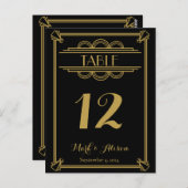 アールデコテーブル番号(メニュー金ゴールド付き) 結婚 ポストカード (正面/裏面)