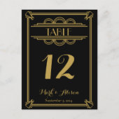 アールデコテーブル番号(メニュー金ゴールド付き) 結婚 ポストカード (正面)