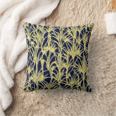 アールデコデザインとフロントエンドの青と金ゴールド クッション (ブランケット)