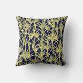 アールデコデザインとフロントエンドの青と金ゴールド クッション (裏面)