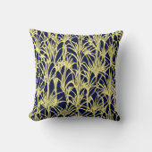 アールデコデザインとフロントエンドの青と金ゴールド クッション (正面)