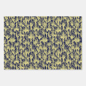 アールデコデザインとフロントエンドの青と金ゴールド ラッピングペーパーシート (正面2)