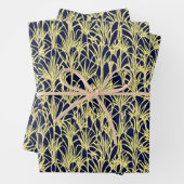 アールデコデザインとフロントエンドの青と金ゴールド ラッピングペーパーシート (インサイチュ)