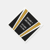 アールデコデザインブラックと金ゴールド結婚ズ スタンダードカクテルナプキン (角)