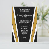 アールデコデザインブラックと金ゴールド結婚披露宴 エンクロージャーカード (スタンド正面)