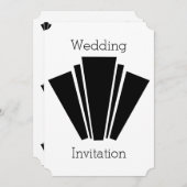 アールデコデザイン白黒結婚式招待状 招待状 (正面/裏面)