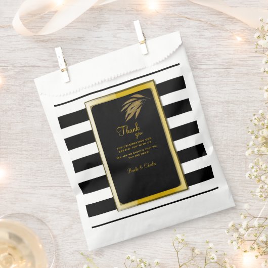 アールデコデザイン金ゴールド離れバラブラックストライプ フェイバーバッグ (クリップ留めされた状態)