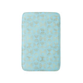 アールデコデザイン、ティール(緑がかった色)、および金ゴールドパターン バスマット (正面縦)