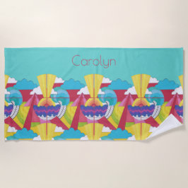 アールデコデザイン、抽象芸術、名前 ビーチタオル