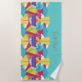 アールデコデザイン、抽象芸術、名前 ビーチタオル (正面)