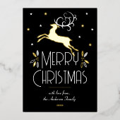 アールデコトナカイのフォトブラック金ゴールド 箔シーズンカード (正面)