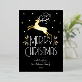 アールデコトナカイのフォトブラック金ゴールド 箔シーズンカード (立ち正面)