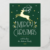 アールデコトナカイ写真グリーン金ゴールド 箔シーズンカード (正面)