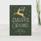 アールデコトナカイ写真深いグリーン金ゴールド シーズンカード (正面)