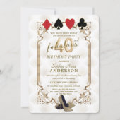 アールデコトランプのポーカー40と素晴らしい誕生日 招待状 (正面)