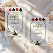 アールデコトランプのポーカー40と素晴らしい誕生日 招待状