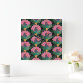 アールデコトロピカルトゥーカン&パイナップル スクエア壁時計 (ホーム)