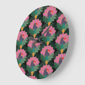 アールデコトロピカルトゥーカン&パイナップル ラージ壁時計 (傾斜)