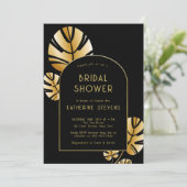 アールデコトロピカルリーフボーホフレームブライダルシャワー 招待状 (スタンド正面)