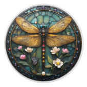 アールデコトンボ真珠ステンドグラス セラミックノブ (正面)