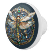 アールデコドラゴンフライパールエメラルズゴールドターコイズ セラミックノブ (右)