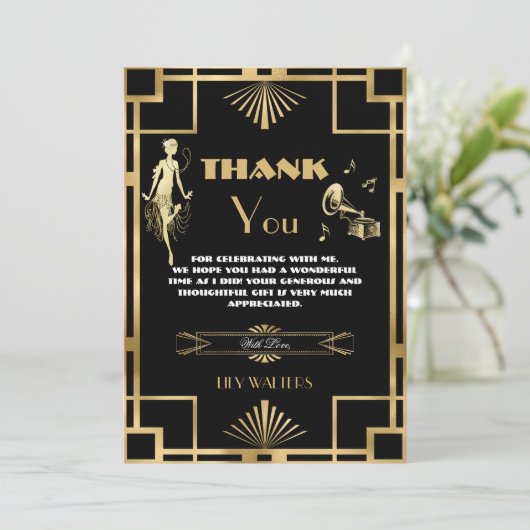 アールデコヌーボーギャツビーローリングティーズ誕生日 サンキューカード (スタンド正面)