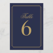 アールデコネイビーブルーと金ゴールドテーブル番号 招待状 (裏面)