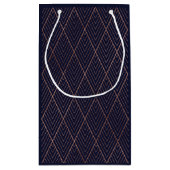 アールデコネイビー金ゴールド名前をカスタムする スモールペーパーバッグ (裏面)