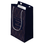 アールデコネイビー金ゴールド名前をカスタムする スモールペーパーバッグ (正面アングル)