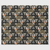 アールデコハッピーバースデーフォトエレガントブラック金ゴールド ラッピングペーパー (フラット)