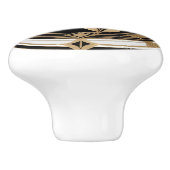 アールデコハミングバードバード白黒金ゴールド セラミックノブ (側面)