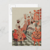 アールデコハローウィンパーティブラックキャットカボチャ インビテーションポストカード (正面/裏面)