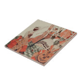 アールデコハローウィンパーティブラックキャットカボチャ タイル (側面)