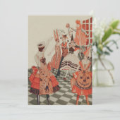 アールデコハローウィンパーティブラックキャットカボチャ 招待状 (スタンド正面)